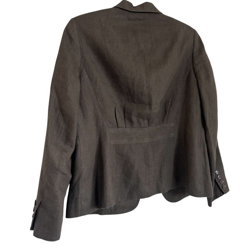 TALBOTS Petites Brown Women's Irish 100% Linen Blazer Jacket size 8 - Picture 3 of 8
